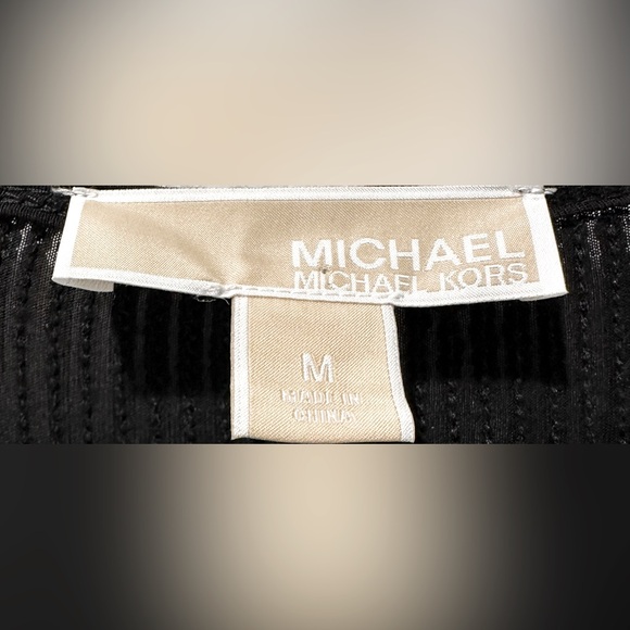 Michaell Kors Long Sleeve Black/White Mini Sequin Shimmery Static Shift Dressss - Picture 4 of 8